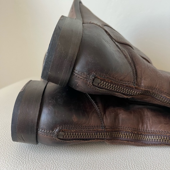 Frye Melissa Brown Leather  black Zip Ridding boots size 7 - Picture 13 of 15